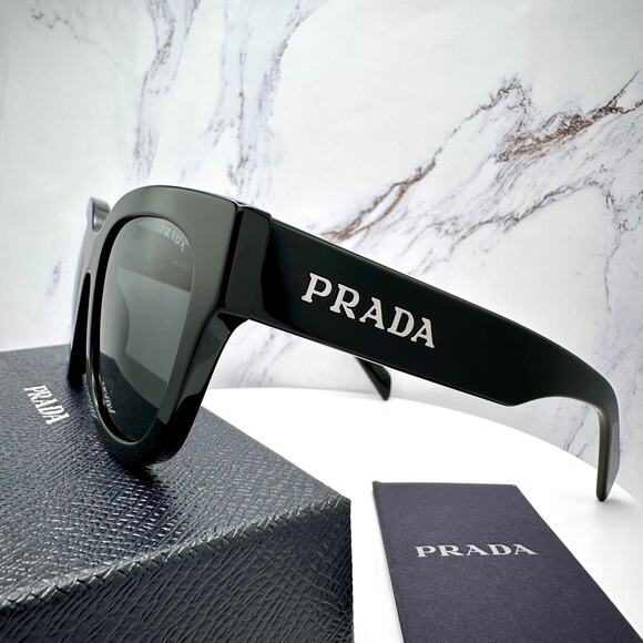 New PRADA Sunglasses PR C04S 16K08Z Black Square Acetate Grey Lens 52-22-145 main image 11